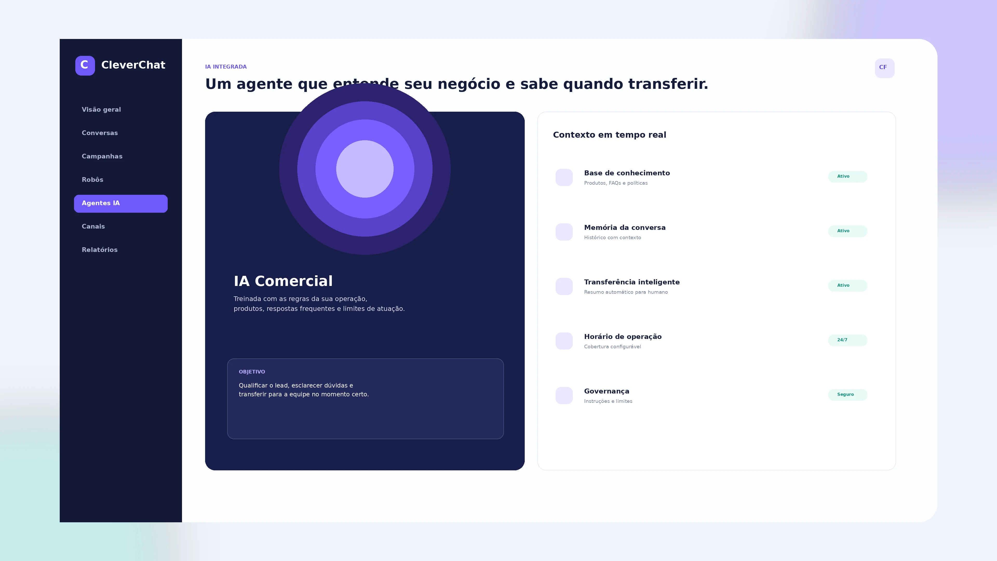 Agente de IA CleverChat em um MacBook